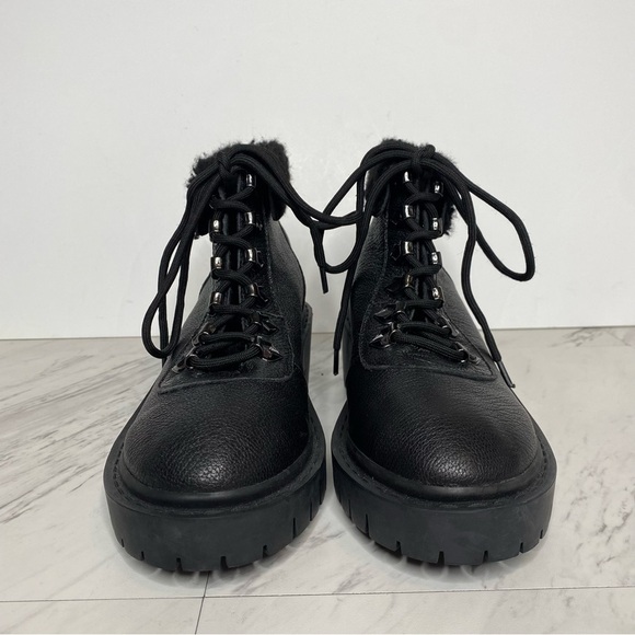 New! Kelsi Dagger Brooklyn Faux Fur Lace Up Black Boot 8 - Picture 2 of 14
